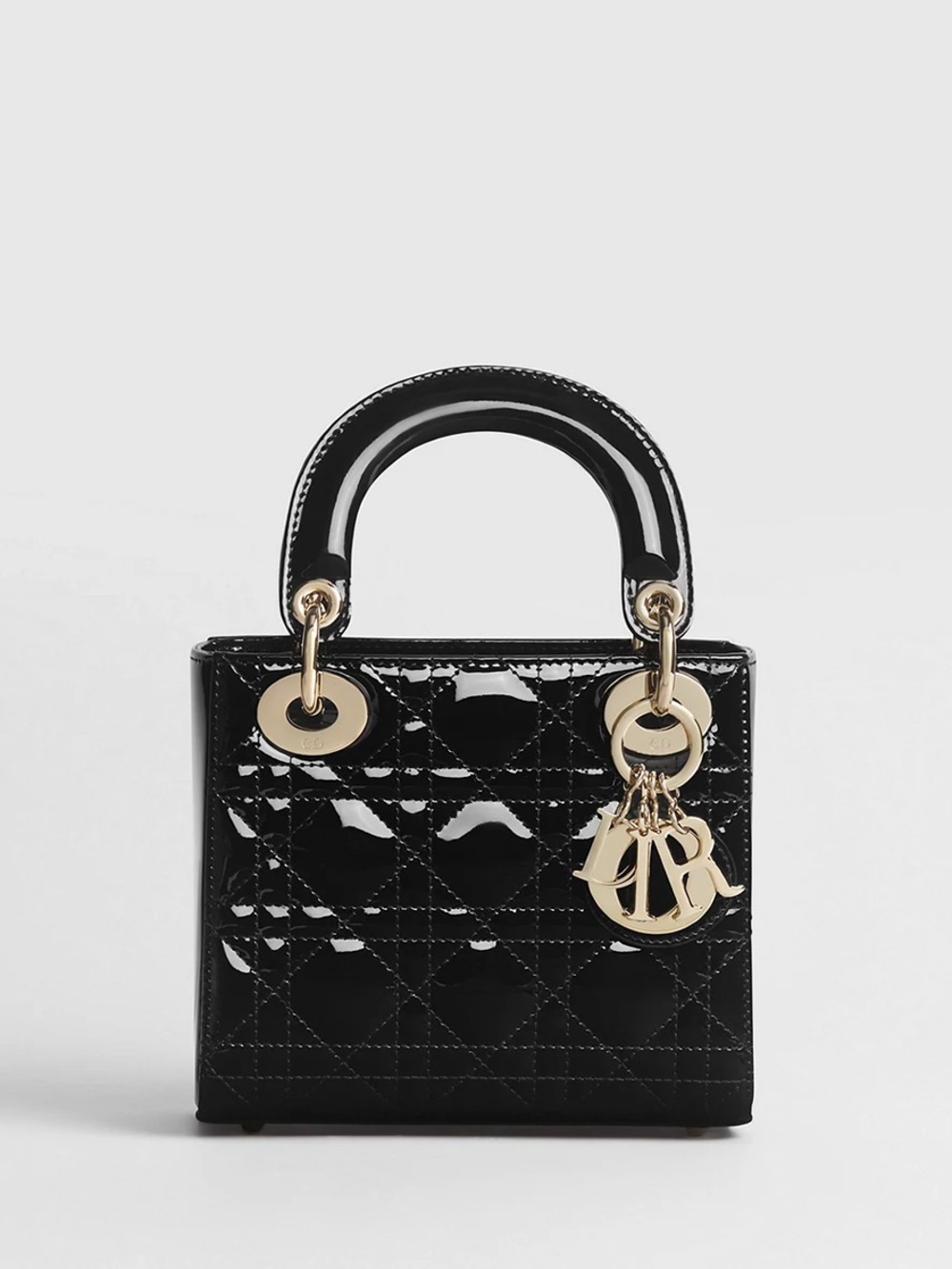 Dior Mini Lady Dior Bag in Black Patent Cannage Calfskin